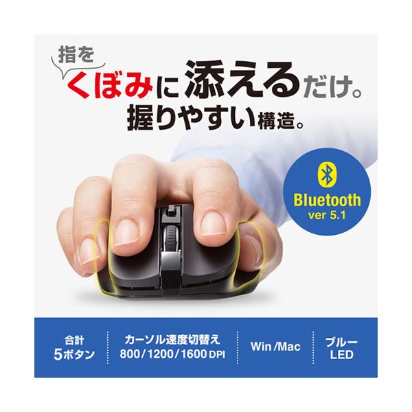 【ベントーヴェン】サンワサプライ BluetoothブルーLEDマウス（5ボタン） ブラック MA-BB518BK