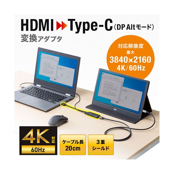 【ベントーヴェン】サンワサプライ HDMI-Type-C（DP Altモード）変換アダプタ（4K／60Hz） AD-HD26TC